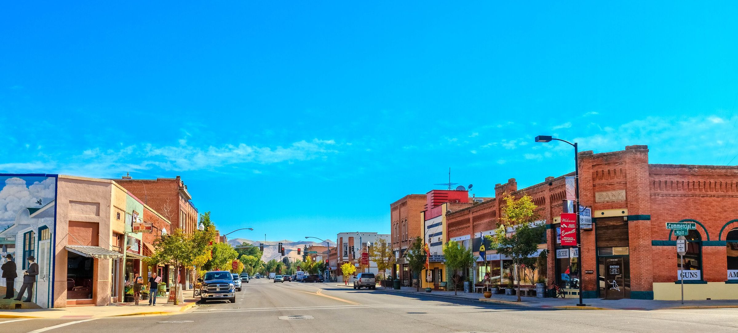 Downtown Emmett, Idaho — Main Street at dusk